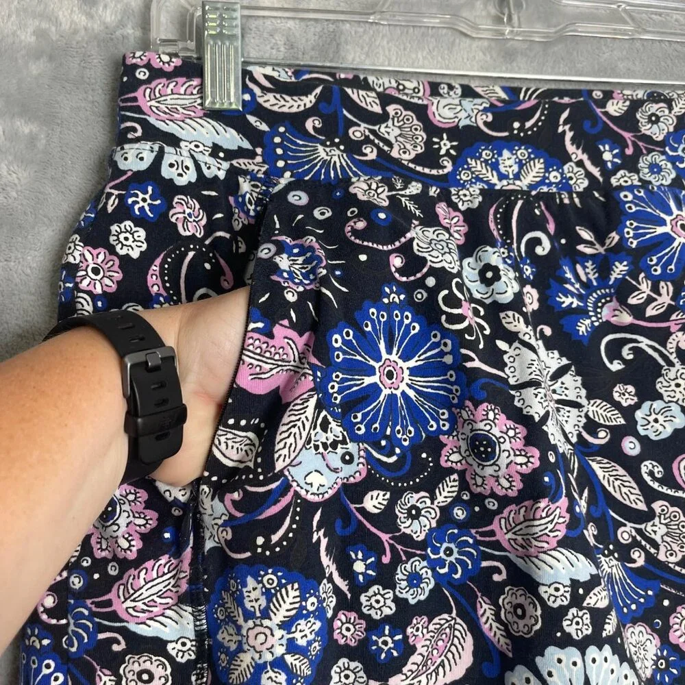 T By Talbots Skort Womens S Petite Everyday Yoga Floral Blue Multi‎ Athletic